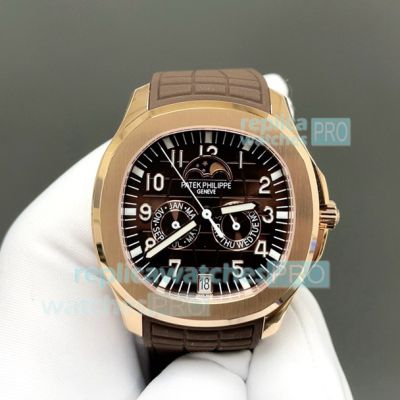 Super Clone 3K Patek Philippe Aquanaut Luce Annual Calendar Rose Gold Chocolate Dial Watch 